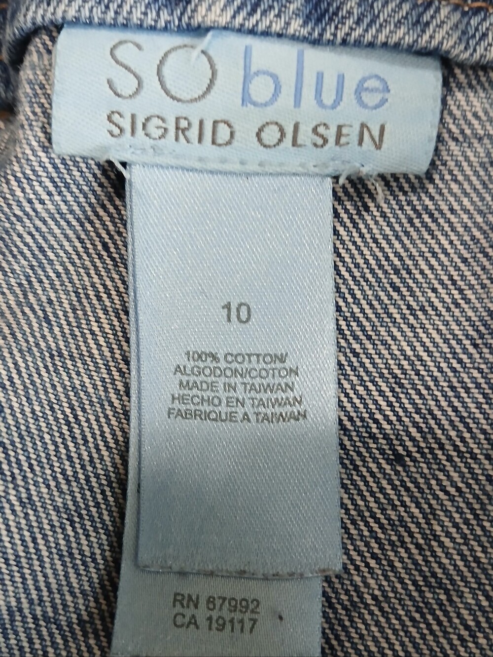 So Blue Sigrid Olsen 100% Cotton Denim Midi Skirt Size 10 Western Coastal Boho - Picture 7 of 8